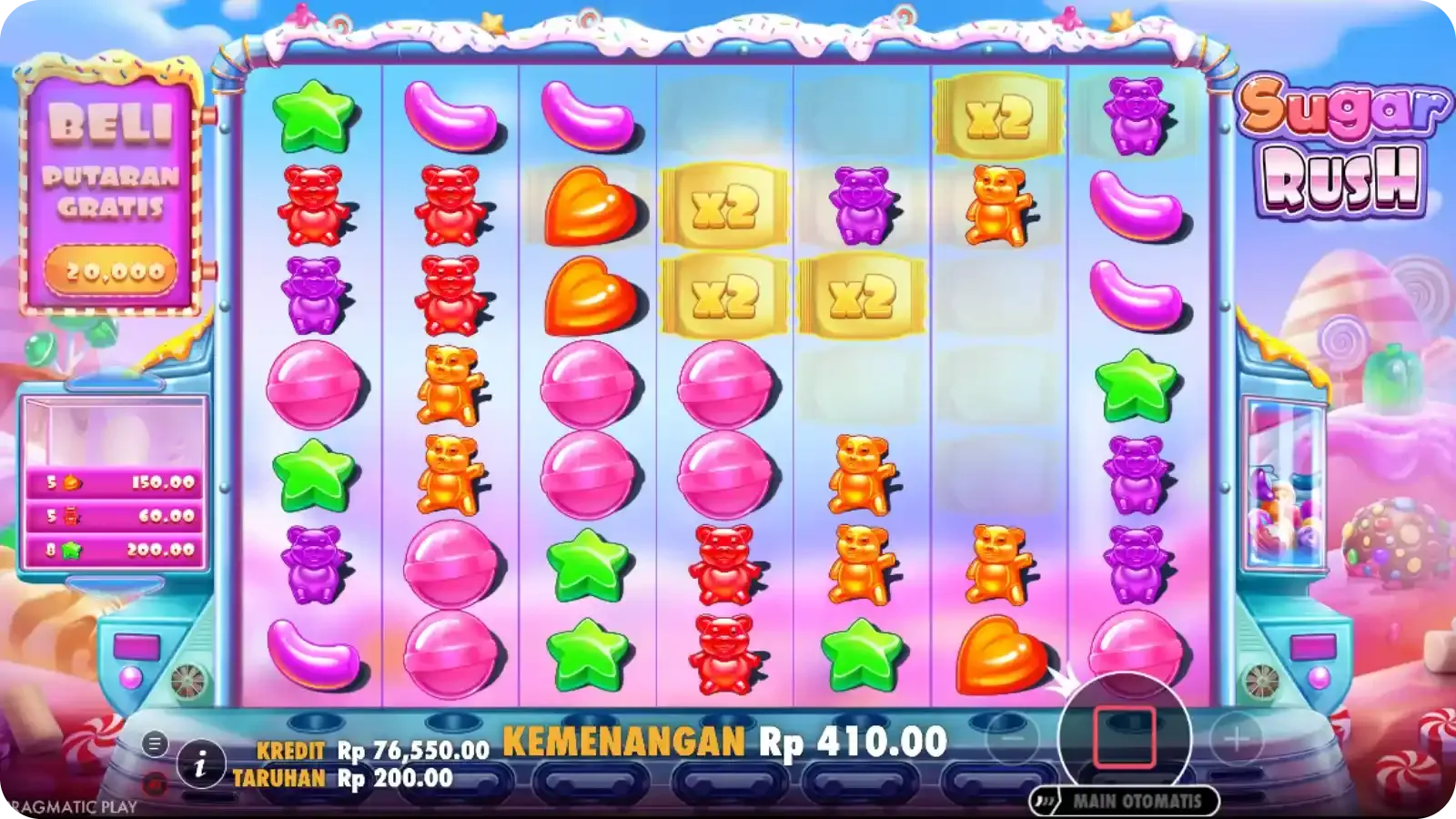 Zona pengali dalam game Sugar Rush